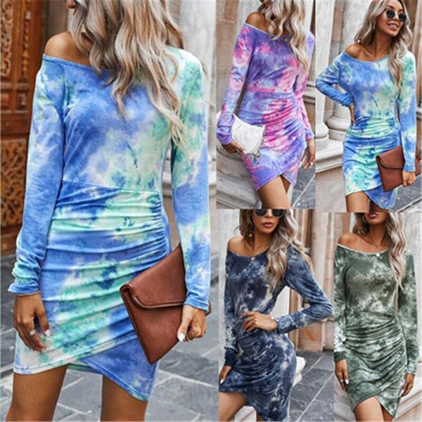 ladies tie dye dress fashion trend slim shirring long sleeve short skirt designer female new autumn round neck casual slim dresses, Black;gray
ladies tie dye dress fashion trend slim shirring long sleeve short skirt designer female new autumn round neck casual slim dresses, Black;gray