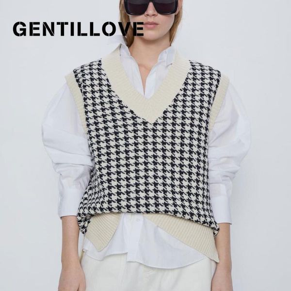 women's vests women 2021 fashion oversized knitted vest sweater v neck sleeveless houndstooth loose female waistcoat chic all match, Black;white
women's vests women 2021 fashion oversized knitted vest sweater v neck sleeveless houndstooth loose female waistcoat chic all match, Black;white