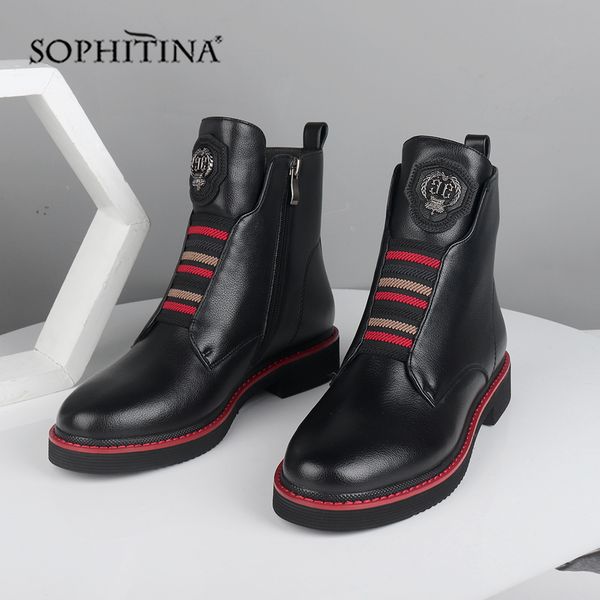 sophitina wool fur ankle boots genuine leather comfortable square heel shoes keep warm round toe winter boots sc526 201021, Black
sophitina wool fur ankle boots genuine leather comfortable square heel shoes keep warm round toe winter boots sc526 201021, Black
