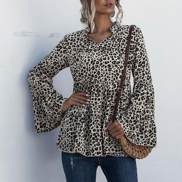 womens leopard print blouse v neck casual trumpet sleeve pullover ladies long sleeve loose daily blouse slim shirt blusas1, White
womens leopard print blouse v neck casual trumpet sleeve pullover ladies long sleeve loose daily blouse slim shirt blusas1, White