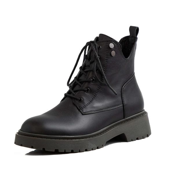 ankle boots women's shoes genuine leather new winter cross-tied med square heel round toe lace up ankle boots femme, Black
ankle boots women's shoes genuine leather new winter cross-tied med square heel round toe lace up ankle boots femme, Black