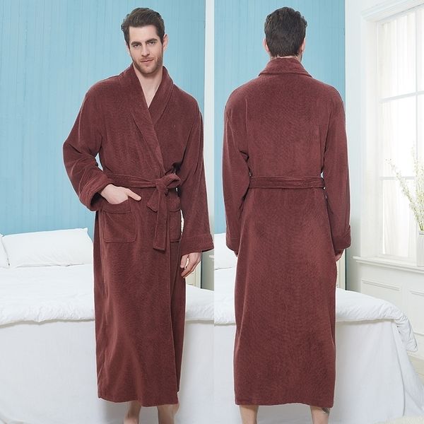 bathrobe man extra long 100% cotton male thick towel fleece dressing gown men's bathrobe winter robe plus size xxl robe pajamas 201109, Black;brown
bathrobe man extra long 100% cotton male thick towel fleece dressing gown men's bathrobe winter robe plus size xxl robe pajamas 201109, Black;brown