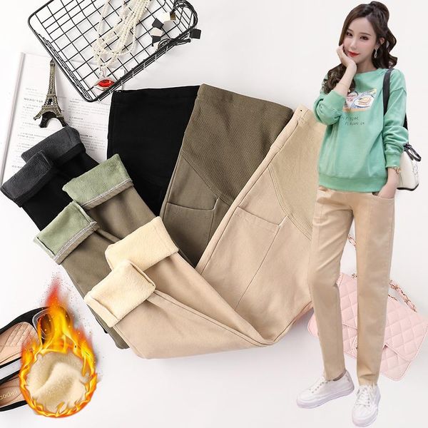 2592# winter thick warm plus velvet cotton maternity pants belly straight casual trousers clothes for pregnant women pregnancy, White
2592# winter thick warm plus velvet cotton maternity pants belly straight casual trousers clothes for pregnant women pregnancy, White