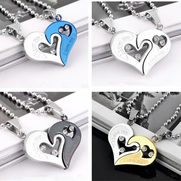 crystal diamond couple heart-shaped pendant necklace men and women love heart-printed necklace stainless steel jewelry set, Silver
crystal diamond couple heart-shaped pendant necklace men and women love heart-printed necklace stainless steel jewelry set, Silver