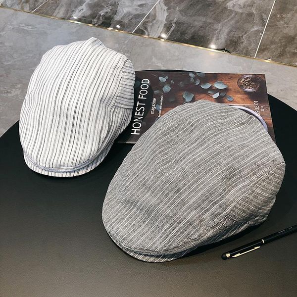 fashion wild striped cap men's british retro beret casual wild visor tide korean version1, Blue;gray
fashion wild striped cap men's british retro beret casual wild visor tide korean version1, Blue;gray