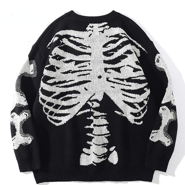 men men's sweaters oversized sweater black loose skeleton bone print women vintage retro knitted 2021 autumn cotton pullover unisex, White;black
men men's sweaters oversized sweater black loose skeleton bone print women vintage retro knitted 2021 autumn cotton pullover unisex, White;black
