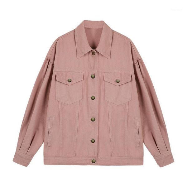 single-breasted denim spring jacket 2020 solid fashion blouse turndown collar female1, Black;brown
single-breasted denim spring jacket 2020 solid fashion blouse turndown collar female1, Black;brown