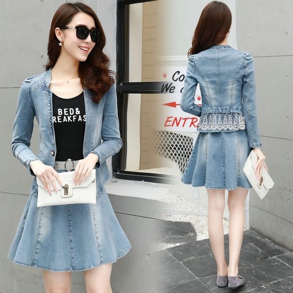 n2gup new 2019 autumn coatsuit skirt korean style sweet women's denim coat skirt two-piece set x4pwy, Gray
n2gup new 2019 autumn coatsuit skirt korean style sweet women's denim coat skirt two-piece set x4pwy, Gray