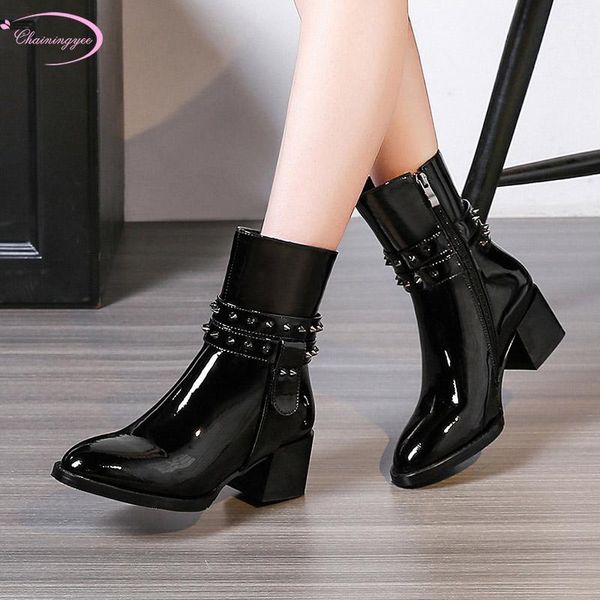 boots european street style cow patent genuine leather ankle rivet zipper mirror black thick heel motorcycle women's shoes1
boots european street style cow patent genuine leather ankle rivet zipper mirror black thick heel motorcycle women's shoes1