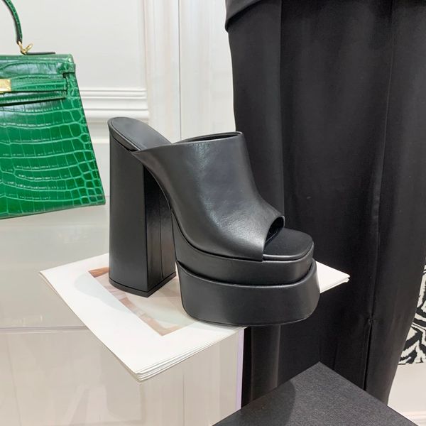 high heels designer women shoes 2022 waterproof platform mules shoes soft calf chunky high heel thick bottomed luxury women slides size 35-4, Black
high heels designer women shoes 2022 waterproof platform mules shoes soft calf chunky high heel thick bottomed luxury women slides size 35-4, Black