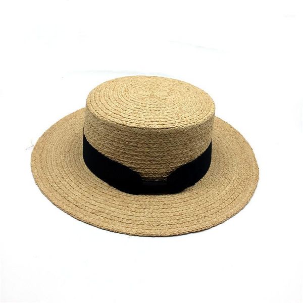 girls solid real braided straw hat summer beach hat women natural raffia boater straw with black ribbon band1, Blue;gray
girls solid real braided straw hat summer beach hat women natural raffia boater straw with black ribbon band1, Blue;gray