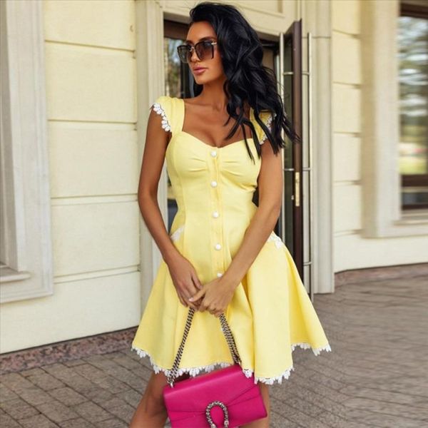 summer a line bandage dress 2020 new fashion women yellow mini lace bandage dress bodycon club evening party, Black;gray
summer a line bandage dress 2020 new fashion women yellow mini lace bandage dress bodycon club evening party, Black;gray
