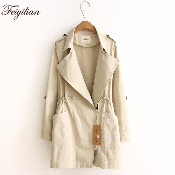 women's trench coats paragraph dust coat grows in fashionable autumn fund easy suit collar long sleeve female students, Tan;black
women's trench coats paragraph dust coat grows in fashionable autumn fund easy suit collar long sleeve female students, Tan;black