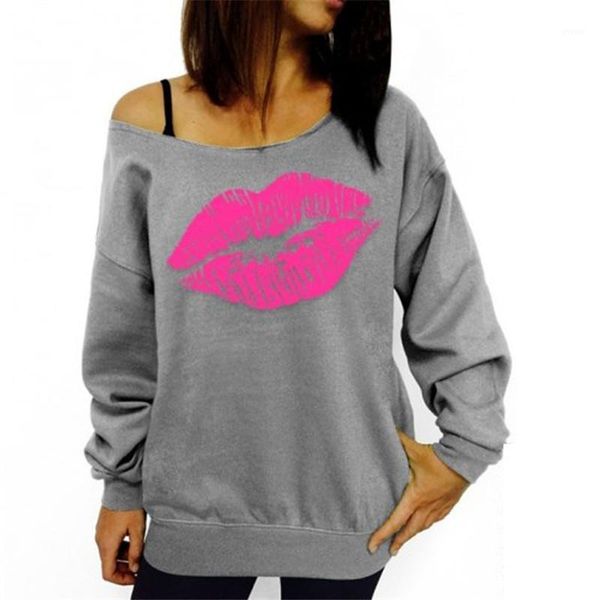 women's t-shirt wholesale- sweatshirt autumn women black red lips printed cotton long sleeve one shoulder casual tee hoodie, White
women's t-shirt wholesale- sweatshirt autumn women black red lips printed cotton long sleeve one shoulder casual tee hoodie, White