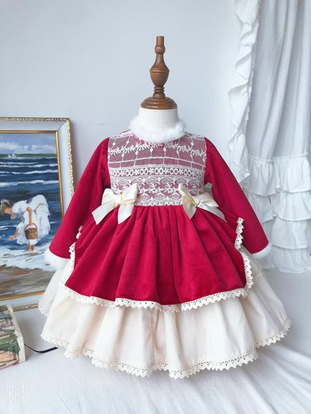 girl's dresses baby girl autumn winter red velvet real fur vintage spanish turkey lolita princess ball gown dress for christmas casual, Red;yellow
girl's dresses baby girl autumn winter red velvet real fur vintage spanish turkey lolita princess ball gown dress for christmas casual, Red;yellow