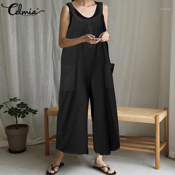 celmia sleeveless casual vintage linen jumpsuits women's rompers solid loose wide leg pants ladies office rompers plus size1, Black;white
celmia sleeveless casual vintage linen jumpsuits women's rompers solid loose wide leg pants ladies office rompers plus size1, Black;white