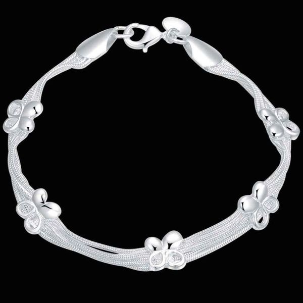 selling fashion silver plated jewelry flower bracelet for women yah174, Black