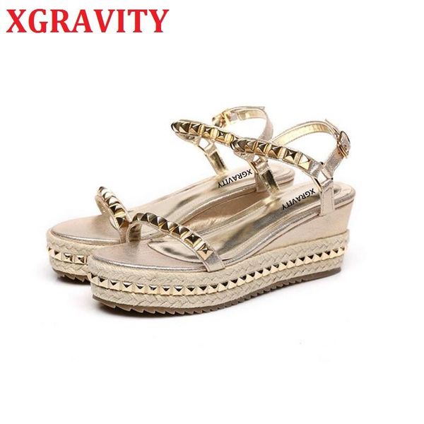 xgravity new fashion summer shoes luxury female wedge sandals elegant rivets design lady fashion wedges ladies shoes hot, Black
xgravity new fashion summer shoes luxury female wedge sandals elegant rivets design lady fashion wedges ladies shoes hot, Black