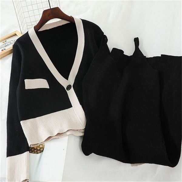 2021 new korean autumn and winter simple color matching short knit sweater halter split two-piece suit y3zl, Gray
2021 new korean autumn and winter simple color matching short knit sweater halter split two-piece suit y3zl, Gray