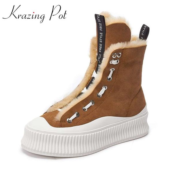krazing pot fur round toe flat platform snow boots winter keep warm new style beauty lady streetwear fashion ankle boots l05, Black
krazing pot fur round toe flat platform snow boots winter keep warm new style beauty lady streetwear fashion ankle boots l05, Black