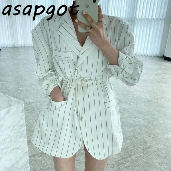 women's suits & blazers casual black white striped blazer jacket temperament elegant lapel double pockets drawstring waist long sleeve, White;black
women's suits & blazers casual black white striped blazer jacket temperament elegant lapel double pockets drawstring waist long sleeve, White;black