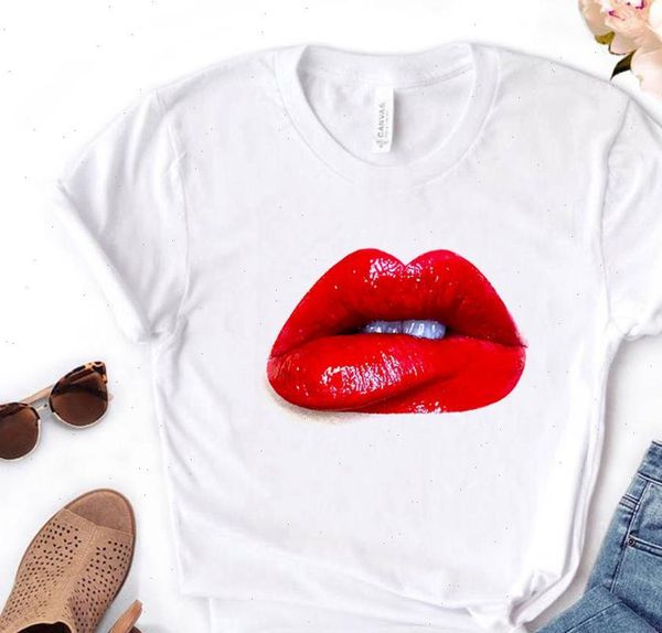 red lip print women tshirt cotton casual funny t shirt gift for lady yong girl tee pm 164, White
red lip print women tshirt cotton casual funny t shirt gift for lady yong girl tee pm 164, White
