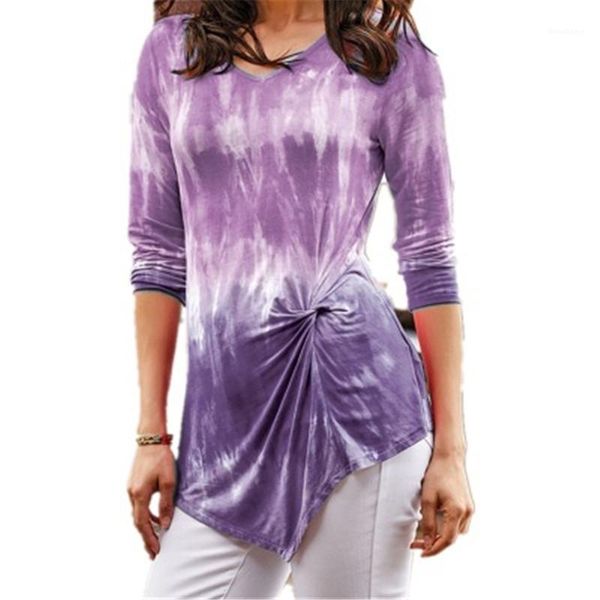 long section tshirt clothes women tie-dye t-shirts fashion gradient kink long sleeve v-neck tee designer female loose casual, White
long section tshirt clothes women tie-dye t-shirts fashion gradient kink long sleeve v-neck tee designer female loose casual, White