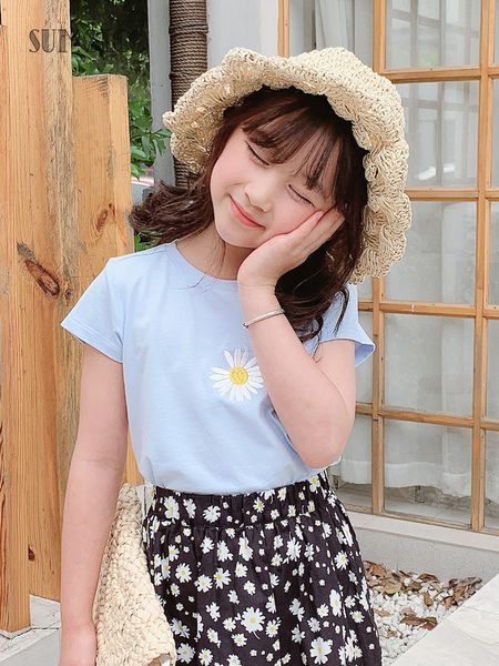 sumcico girl's t-shirt for summer daisy print t-shirt children's cotton t-shirt skin-friendly breathable age2-14y 1005, Blue
sumcico girl's t-shirt for summer daisy print t-shirt children's cotton t-shirt skin-friendly breathable age2-14y 1005, Blue