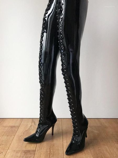 boots crotch hard shaft lace up high heel stiletto black patent leather pointed toe 95 cm shoes women winter runway stage1
boots crotch hard shaft lace up high heel stiletto black patent leather pointed toe 95 cm shoes women winter runway stage1