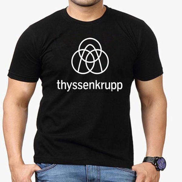 sport classic thyssenkrupp logo black t shirt fashion tee