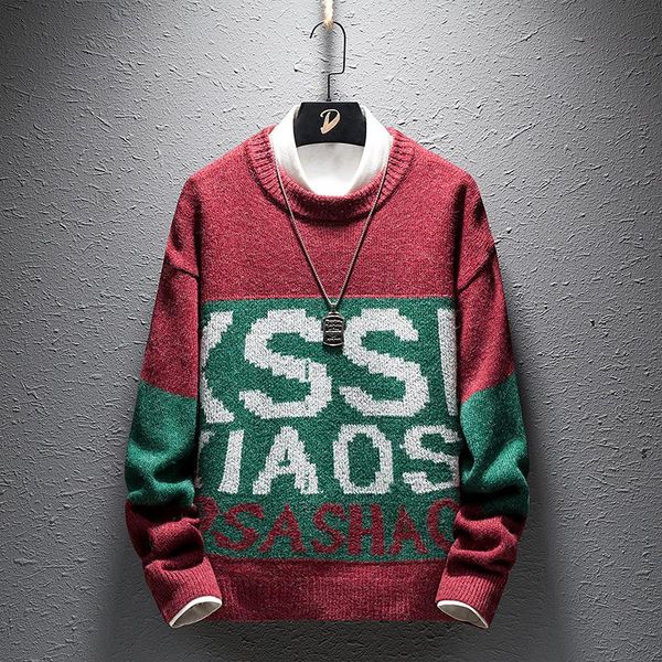 men's sweaters pullover autumn and winter style korean college hong kong youth knitwear casual fashion brand clothing, White;black
men's sweaters pullover autumn and winter style korean college hong kong youth knitwear casual fashion brand clothing, White;black