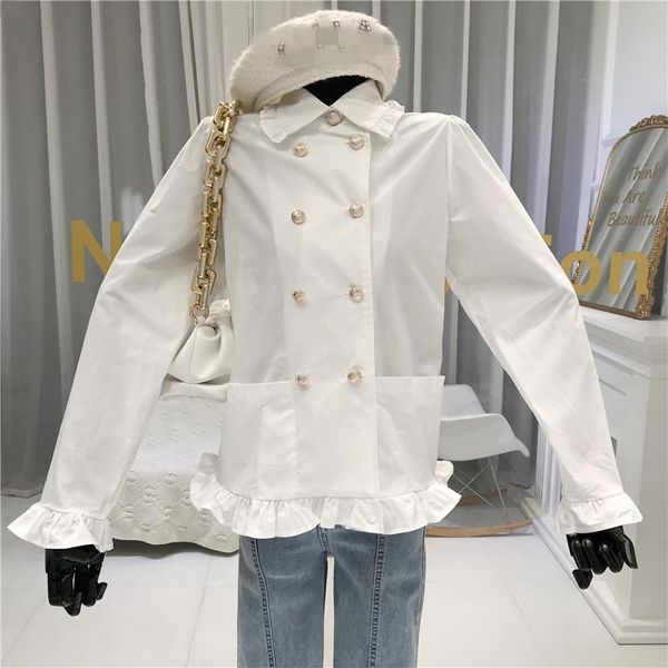 women blouses 2020 fashion long sleeve turn down collar office blouse shirt casual double-breasted femininas full solid, White
women blouses 2020 fashion long sleeve turn down collar office blouse shirt casual double-breasted femininas full solid, White