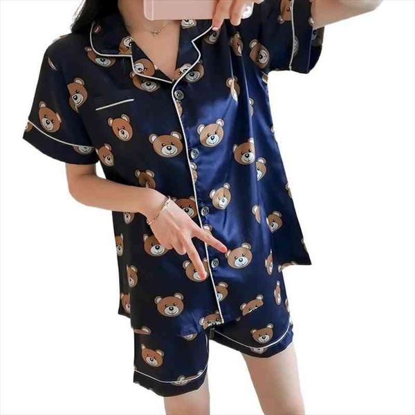 printing summer short sleeve silk pajamas set two pieces set women sleepwear nightwear for women sleeping, Black;red
printing summer short sleeve silk pajamas set two pieces set women sleepwear nightwear for women sleeping, Black;red