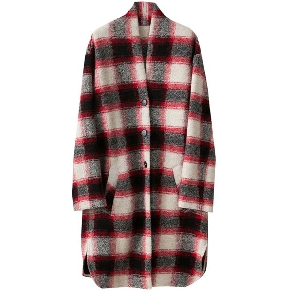 woman fashion checked wool coat v-eck drop shoulder oversized long coats single breasted with pockets 201102, Black
woman fashion checked wool coat v-eck drop shoulder oversized long coats single breasted with pockets 201102, Black