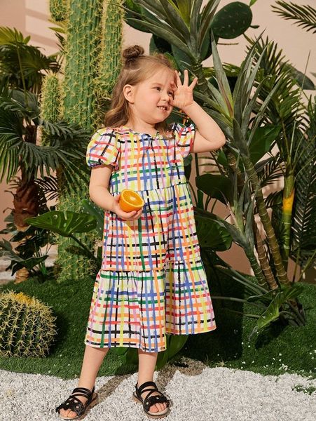 toddler girls plaid print puff sleeve ruffle hem smock dress she, Red;yellow
toddler girls plaid print puff sleeve ruffle hem smock dress she, Red;yellow