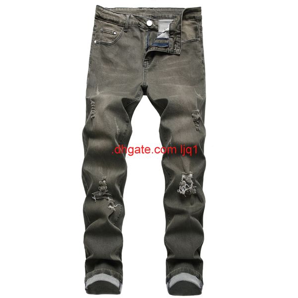 summer pants middle waist ordinary green straight tube wash medium elastic cotton leisure youth perforated jeans, Blue
summer pants middle waist ordinary green straight tube wash medium elastic cotton leisure youth perforated jeans, Blue