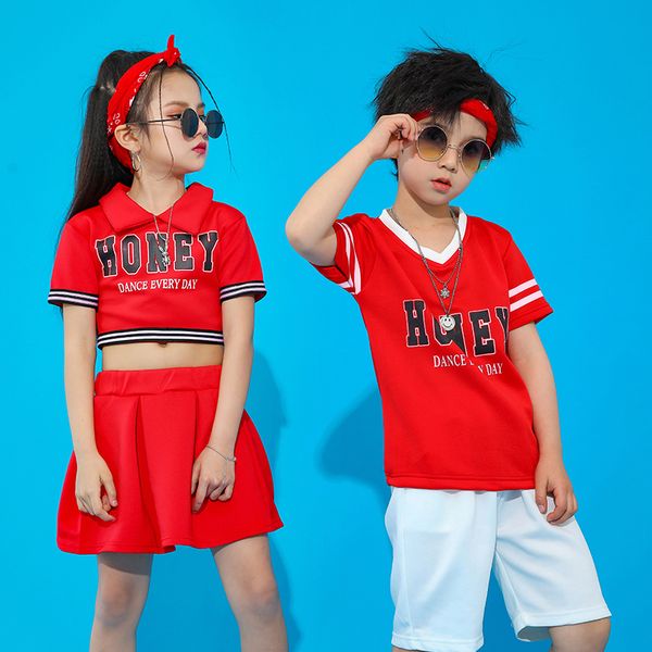 new hip hop kids street wear children cheerleading uniform short sleeve red jazz skirt pant summer clothes for boys girls, Black;red
new hip hop kids street wear children cheerleading uniform short sleeve red jazz skirt pant summer clothes for boys girls, Black;red