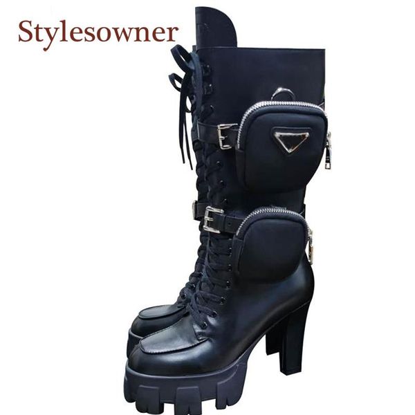 pocket bag thick-heel long-tube designer motorcycle boots real leather lace-up thick-soled buckle strap platform woman boots, Black
pocket bag thick-heel long-tube designer motorcycle boots real leather lace-up thick-soled buckle strap platform woman boots, Black