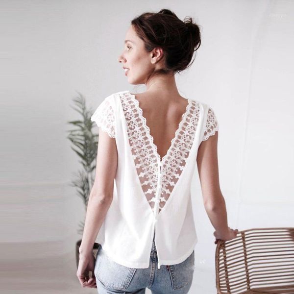 women short sleeve t-shirt lace v neck chiffon backless fashion ladies lace abbigliamento donna estate1, White
women short sleeve t-shirt lace v neck chiffon backless fashion ladies lace abbigliamento donna estate1, White