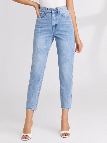 high waist slant pocket jeans x1vf#, Blue