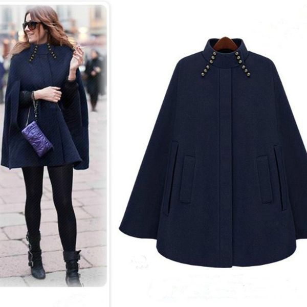 2020 new arrival winter street fashion women cashmere coat wool poncho casual woolen overcoat buttons loose cloak cape outwear, Black
2020 new arrival winter street fashion women cashmere coat wool poncho casual woolen overcoat buttons loose cloak cape outwear, Black