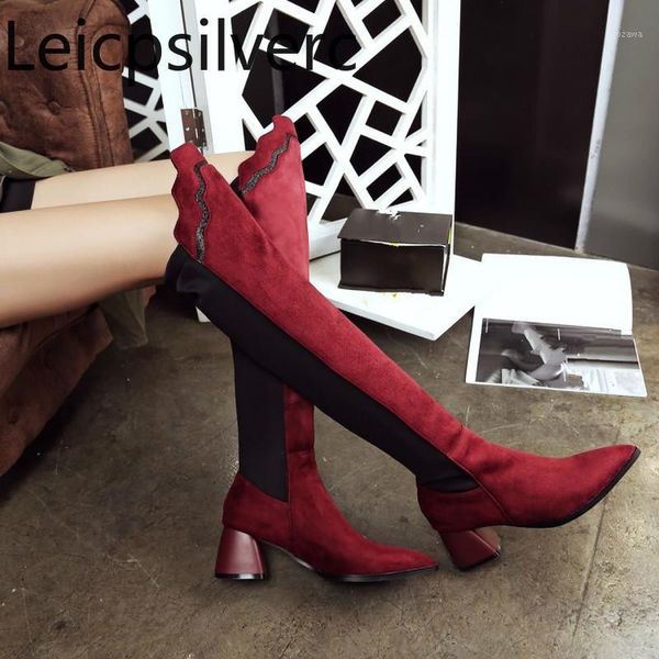 boots women's autumn and winter the fashion pointed thick heel mid over knee plus size 32-481, Black
boots women's autumn and winter the fashion pointed thick heel mid over knee plus size 32-481, Black