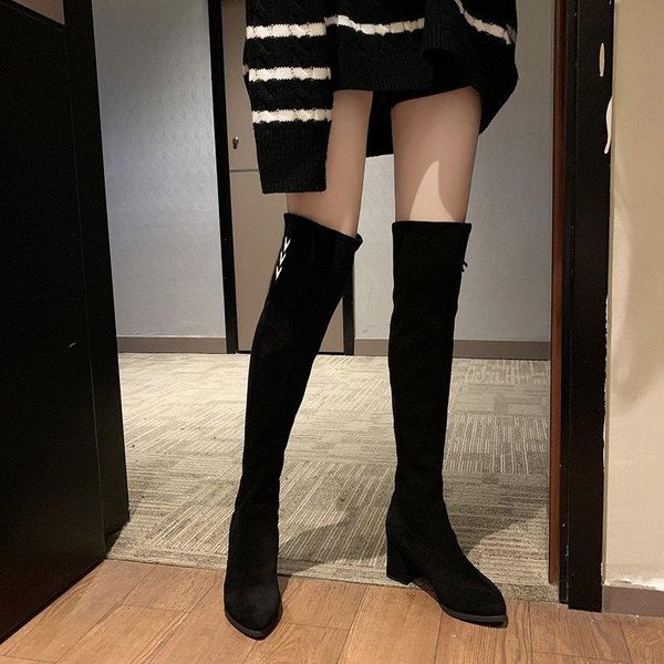 pointed toe over the knee boots high heels women shoes 2020 suede thigh high boots women winter long with heels, Black
pointed toe over the knee boots high heels women shoes 2020 suede thigh high boots women winter long with heels, Black