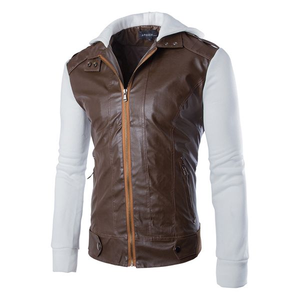 autumn and winter new cross-border fashion sleeve stitching mens casual hooded leather coat 2020 autumn windcheater py02, Tan;black
autumn and winter new cross-border fashion sleeve stitching mens casual hooded leather coat 2020 autumn windcheater py02, Tan;black