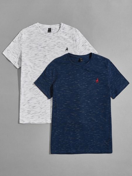 men 2 pack elk embroidered tee r899#, White;black
men 2 pack elk embroidered tee r899#, White;black