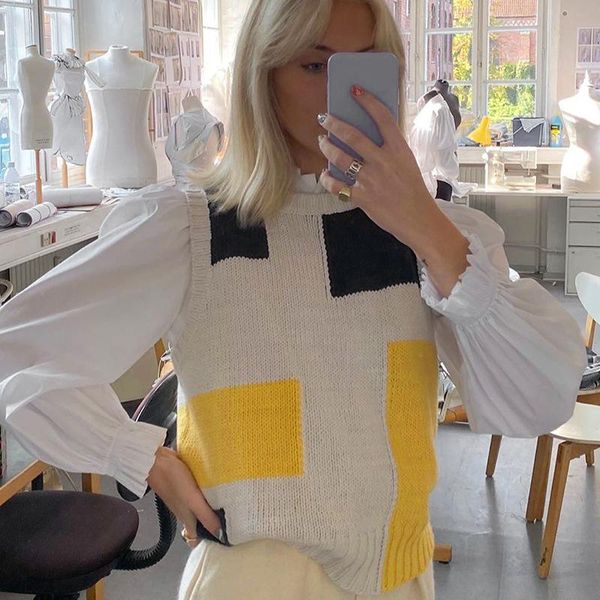 patchwork argyle cropped sweater clothes for women 2020 fall plaid knitted vest preppy style crop pull sans manches femme, Black;white
patchwork argyle cropped sweater clothes for women 2020 fall plaid knitted vest preppy style crop pull sans manches femme, Black;white