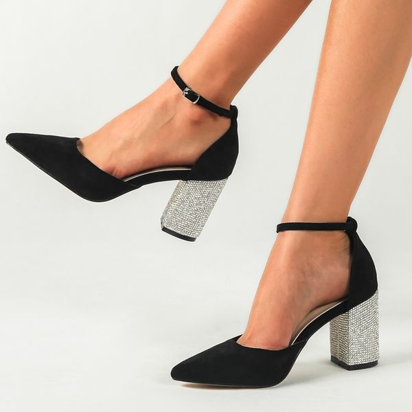 2020 high heel three inches chunky strass, heel, woman's fashionable shoes, ankle braced, toe pumps pointed, women's shoes. y4ci, Black
2020 high heel three inches chunky strass, heel, woman's fashionable shoes, ankle braced, toe pumps pointed, women's shoes. y4ci, Black