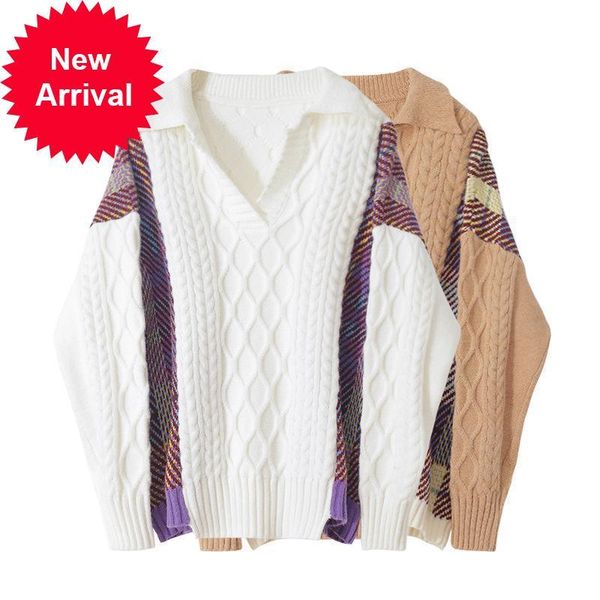 2021 new runway new long white sleeve shredded plaid pullover thick lazy version slacker women's sweater girl fashion winter clothes ox, White;black
2021 new runway new long white sleeve shredded plaid pullover thick lazy version slacker women's sweater girl fashion winter clothes ox, White;black
