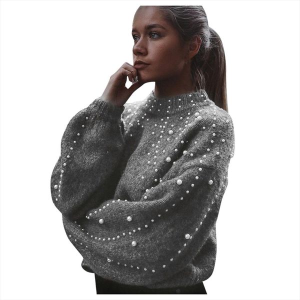 pearl turtleneck winter knitted sweater women lantern sleeve loose gray pullover female soft warm autumn casual jumper, White;black
pearl turtleneck winter knitted sweater women lantern sleeve loose gray pullover female soft warm autumn casual jumper, White;black