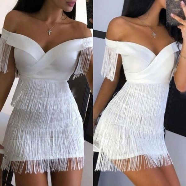 tassel white dress women off shoulder mini dresses party female bodycon dress club summer autumn 20201, Black;gray 
tassel white dress women off shoulder mini dresses party female bodycon dress club summer autumn 20201, Black;gray